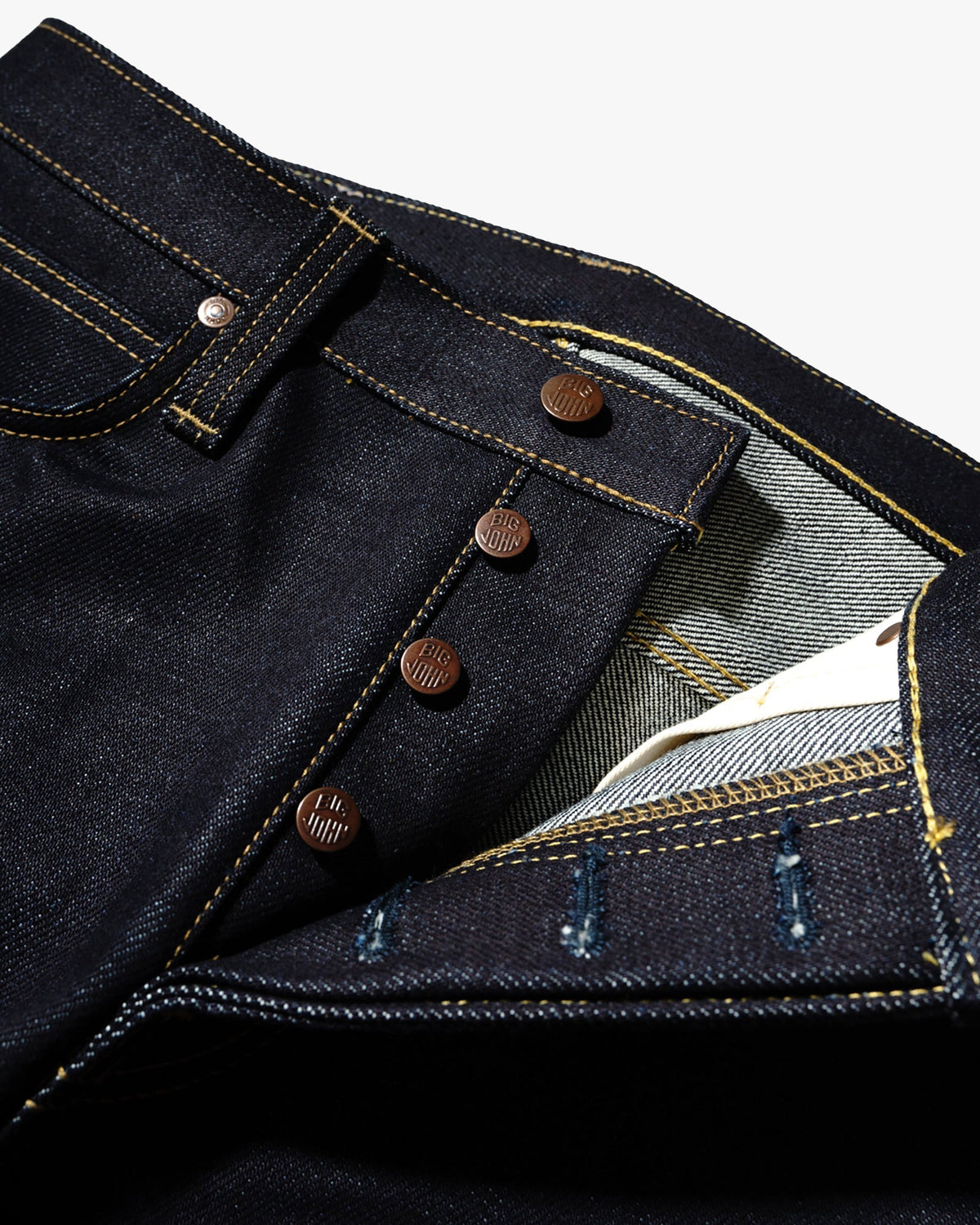 Big John M104G Tough 23oz Straight Fit Selvedge Mens Jeans - Unwashed | Big John Jeans | JEANSTORE