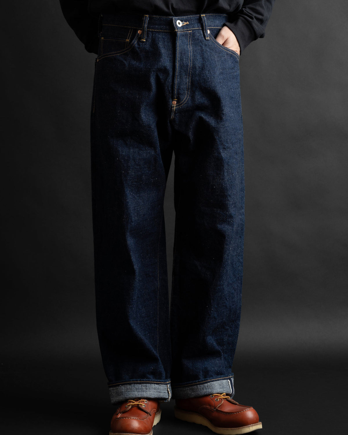 Big John Green Label M1012RC Wild Duck Wide Straight Selvedge Jeans - Indigo Onewash
