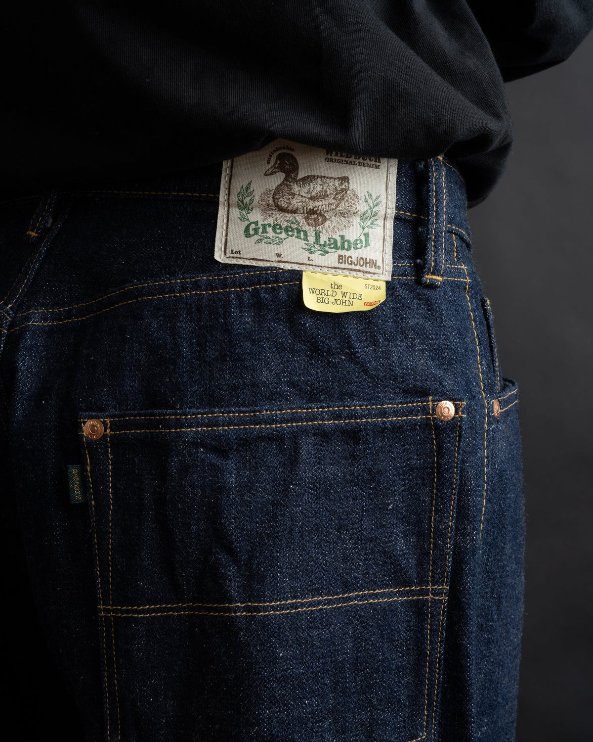 Big John Green Label M1012RC Wild Duck Wide Straight Selvedge Jeans - Indigo Onewash