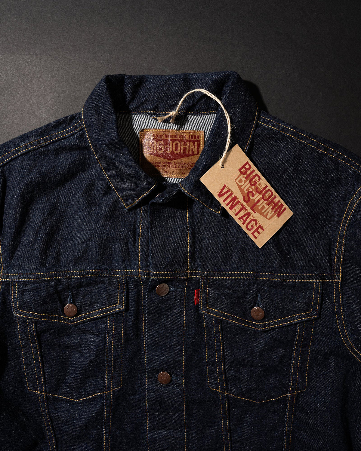 Big John M6010SL Vintage 60's Selvedge Denim Trucker Jacket - Indigo Long Wash | Big John Jackets & Coats | JEANSTORE