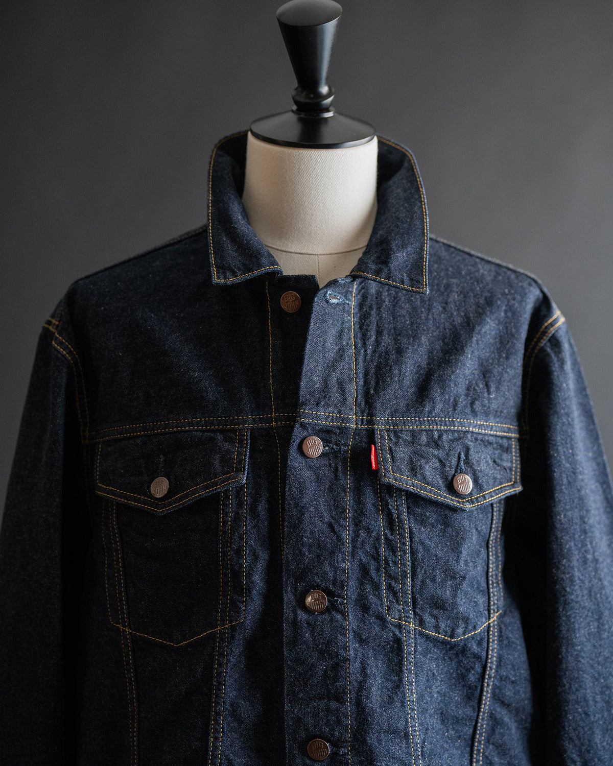 Big John M6010SL Vintage 60's Selvedge Denim Trucker Jacket - Indigo Long Wash | Big John Jackets & Coats | JEANSTORE