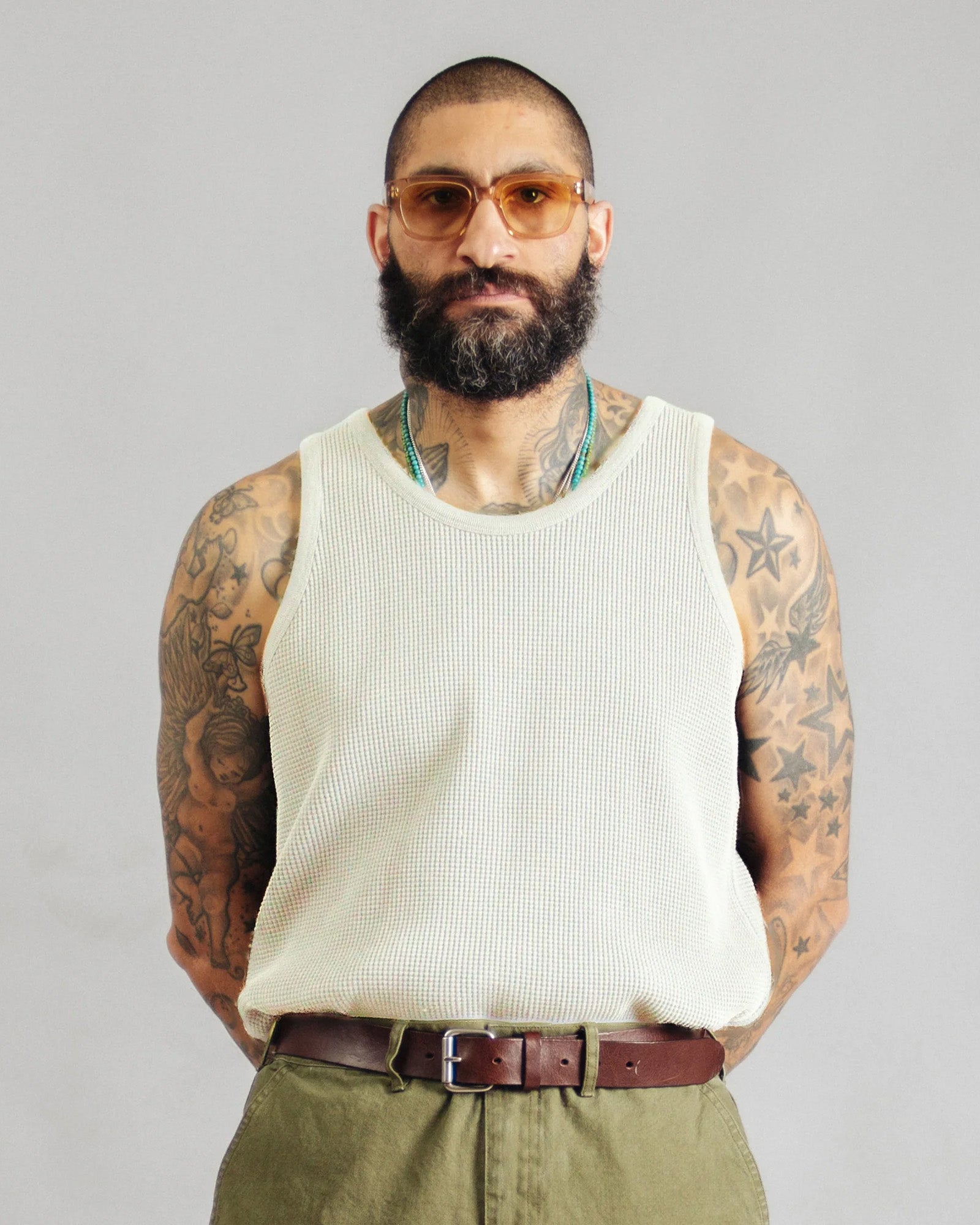 Dubbleware Heavy Waffle Tank Top - Marshmallow | Dubbleware T Shirts | JEANSTORE