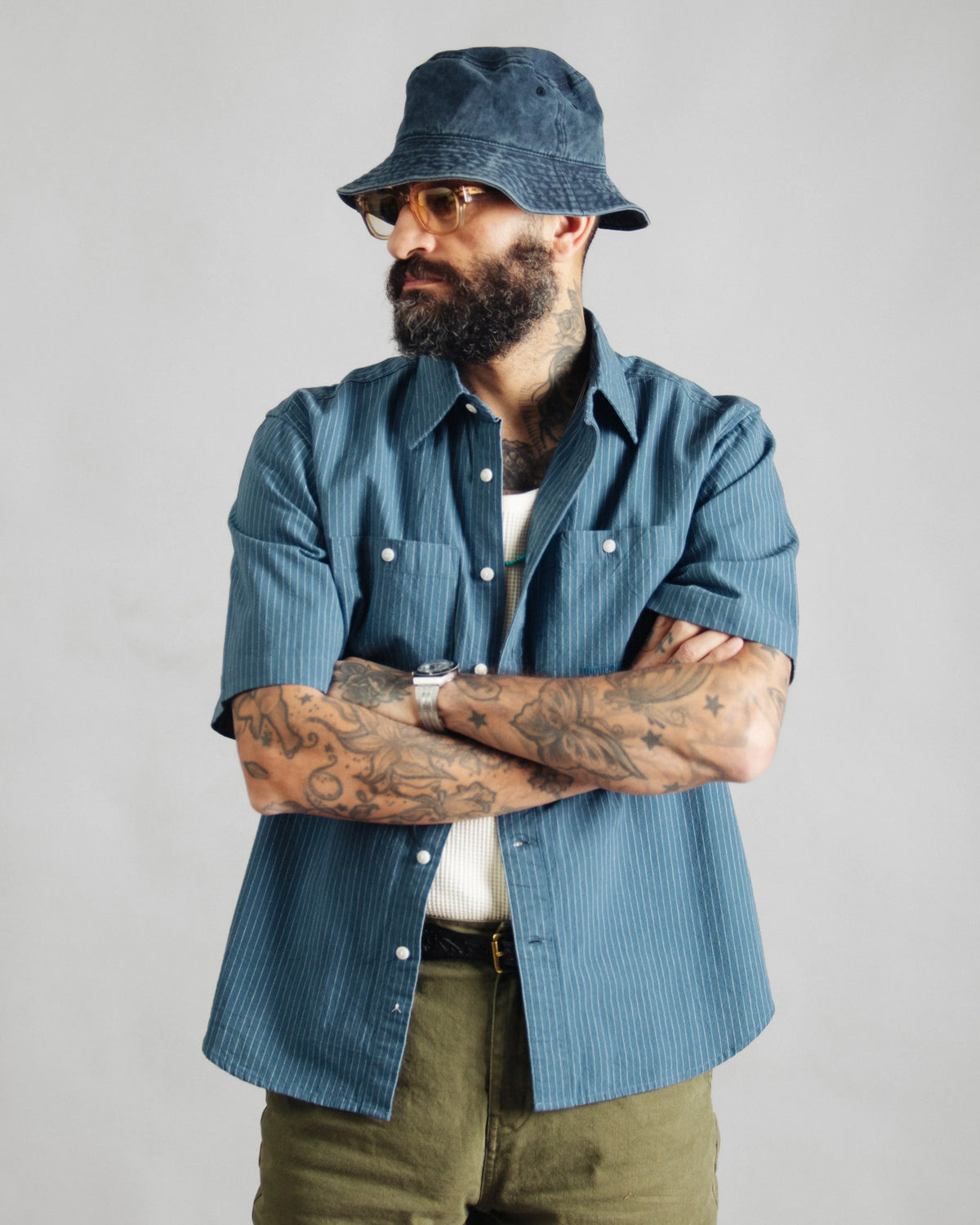 Dubbleware S/S Workshirt - Denim Stripe