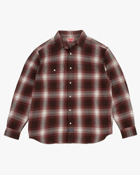 Dubbleware Heritage Check Workshirt - Brown / Maroon Plaid | Dubbleware Shirts | JEANSTORE