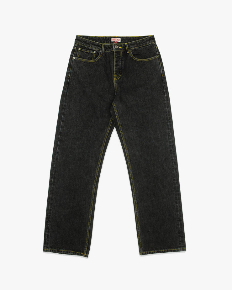 Dubbleware Selvedge Straight Leg Work Denim Jeans Black Wash