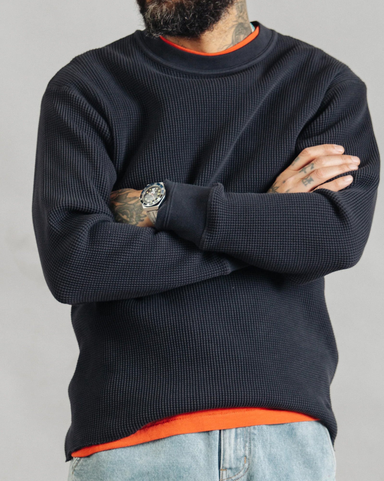 Dubbleware Heavy Waffle Sweatshirt - Dark Navy