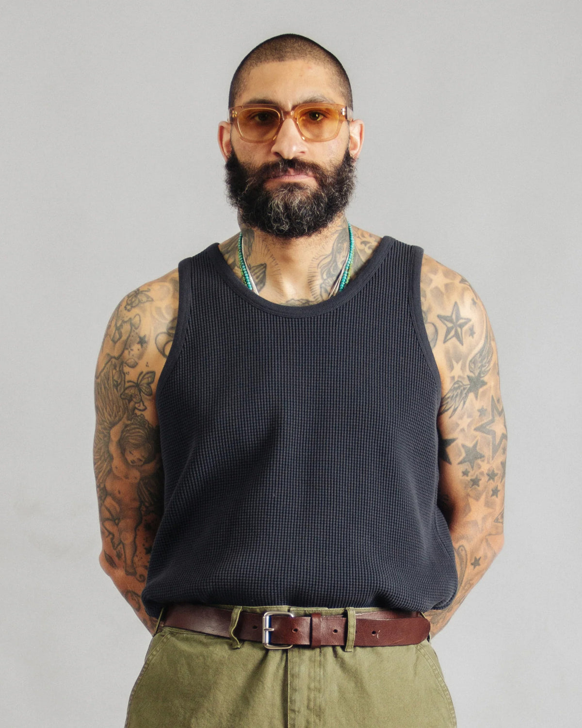 Dubbleware Heavy Waffle Tank Top - Dark Navy | Dubbleware T Shirts | JEANSTORE