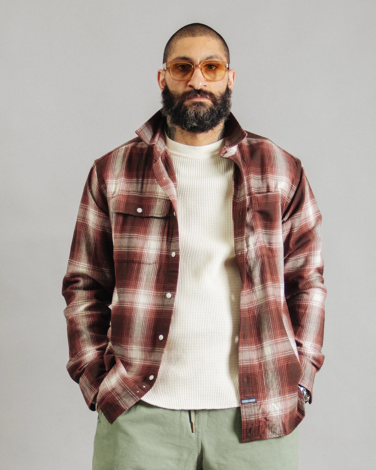 Dubbleware Heritage Check Workshirt - Brown / Maroon Plaid | Dubbleware Shirts | JEANSTORE