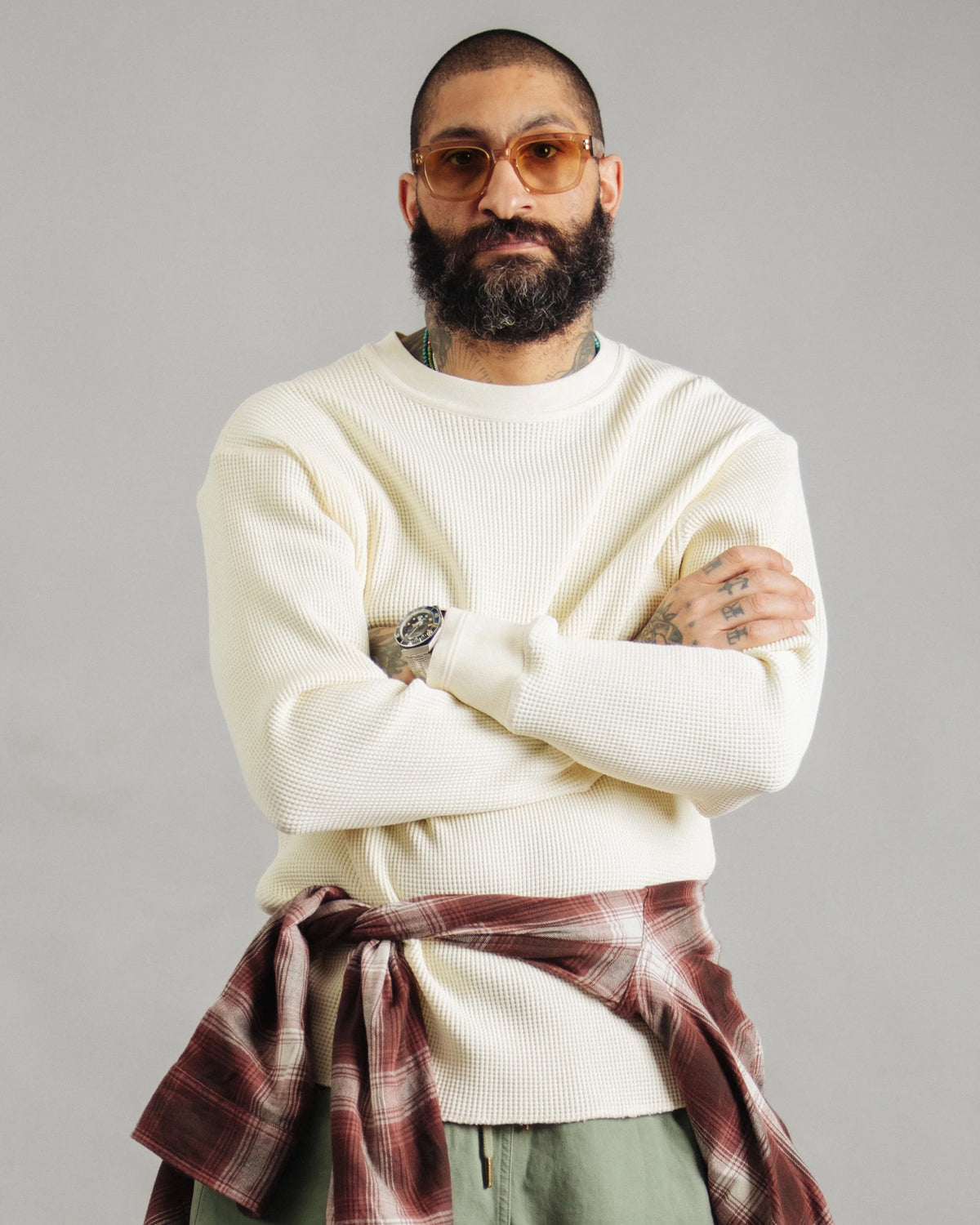 Dubbleware Heavy Waffle Sweatshirt - Marshmallow