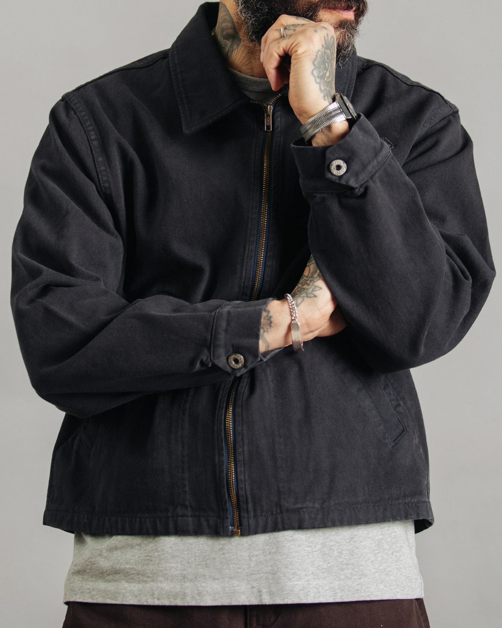 Dubbleware Crop Mechanic Jacket - Dark Navy Garment Dyed