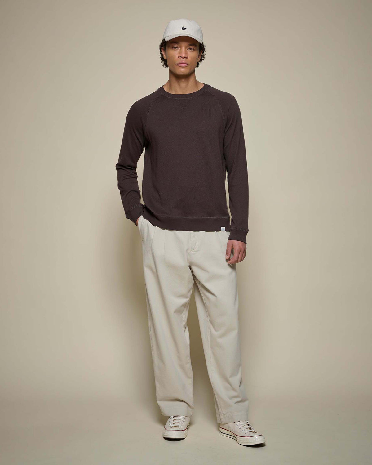 Merz b. Schwanen EASYCREW01 Relaxed Fit Sweatshirt - Espresso | Merz b. Schwanen Sweaters & Knitwear | Jeanstore