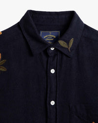 Portuguese Flannel Embroidery Flannel Shirt - Navy