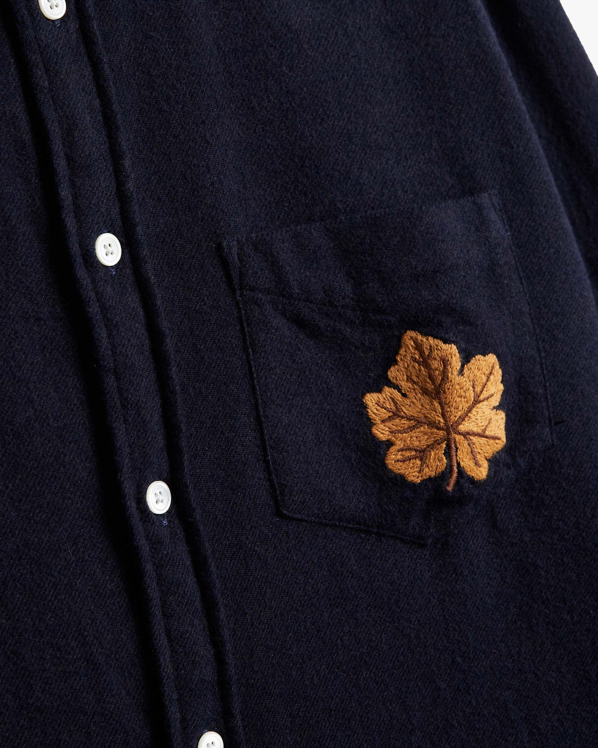 Portuguese Flannel Embroidery Flannel Shirt - Navy