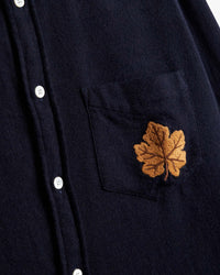 Portuguese Flannel Embroidery Flannel Shirt - Navy