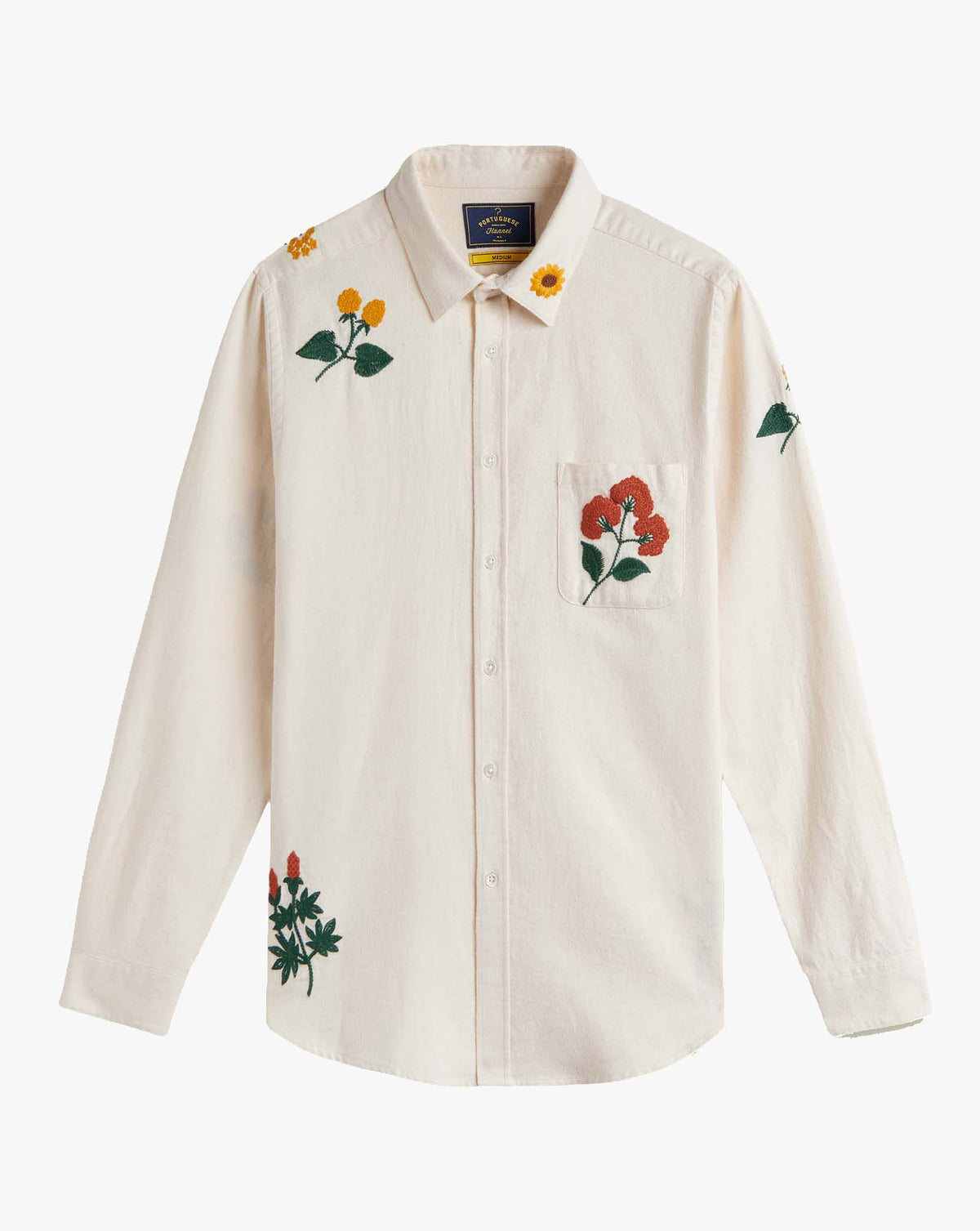 Portuguese Flannel Embroidery Flannel Shirt - Off White