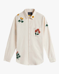 Portuguese Flannel Embroidery Flannel Shirt - Off White