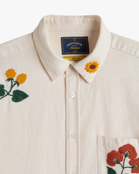 Portuguese Flannel Embroidery Flannel Shirt - Off White