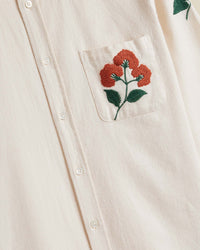Portuguese Flannel Embroidery Flannel Shirt - Off White