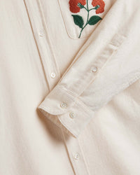 Portuguese Flannel Embroidery Flannel Shirt - Off White
