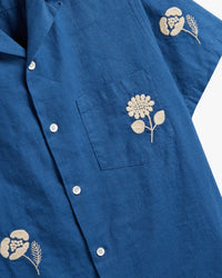 Portuguese Flannel Embroidery Nature Ramie Shirt - Blue | Portuguese Flannel Shirts | JEANSTORE