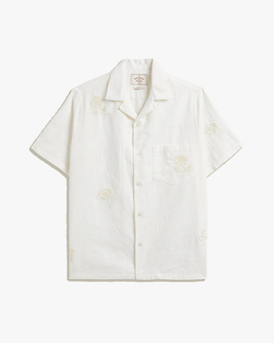 Portuguese Flannel Embroidery Nature Ramie Shirt - Ecru
