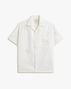 Portuguese Flannel Embroidery Nature Ramie Shirt - Ecru
