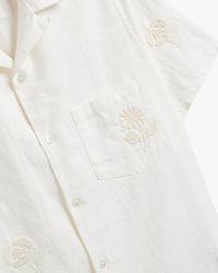 Portuguese Flannel Embroidery Nature Ramie Shirt - Ecru