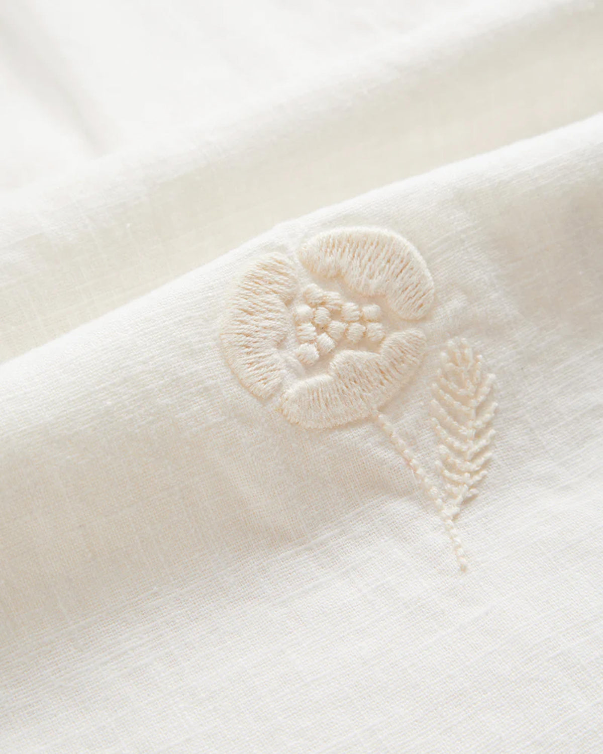 Portuguese Flannel Embroidery Nature Ramie Shirt - Ecru