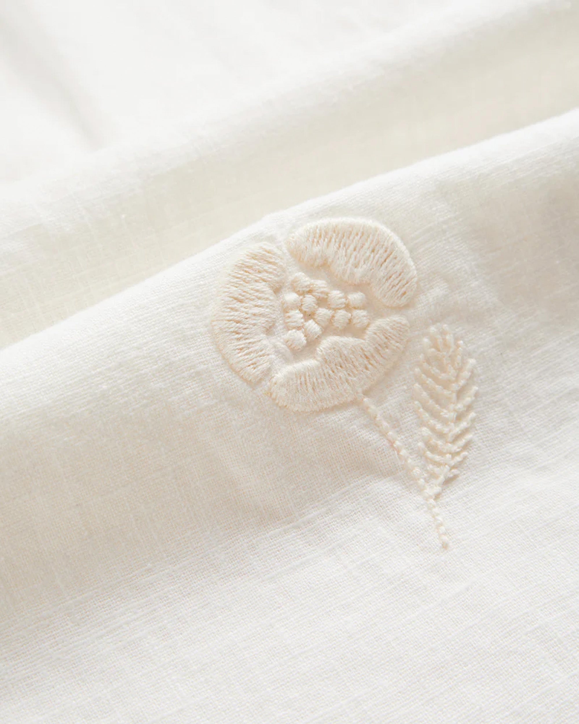 Portuguese Flannel Embroidery Nature Ramie Shirt - Ecru