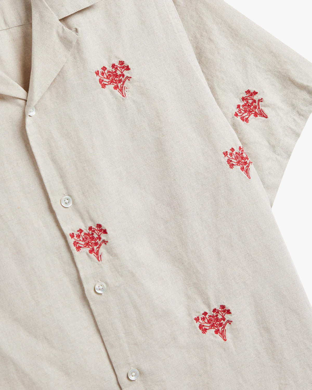 Portuguese Flannel Red Bouquet Shirt - Ecru / Red | Portuguese Flannel Shirts | JEANSTORE