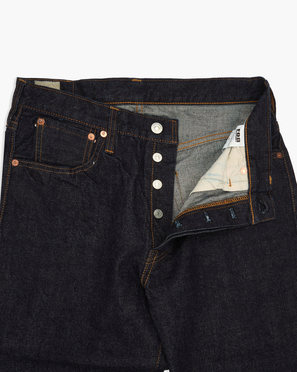 FOB Factory F153 14.75oz Supima Selvedge Denim Tapered Mens Jeans - Onewash | FOB Factory Jeans | JEANSTORE