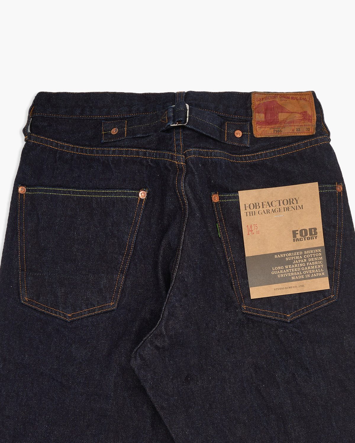 FOB Factory F165 14.75oz Supima Selvedge XX Garage Denim Relaxed Tapered Mens Jeans - Onewash | FOB Factory Jeans | JEANSTORE