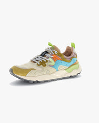 Flower Mountain Womens Yamano 3 Suede & Nylon - Cream / Milk / Light Blue | Flower Mountain Trainers | JEANSTORE