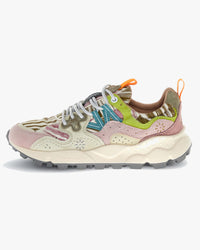 Flower Mountain Womens Yamano 3 Suede & Cotton Painted - Pink / White / Military