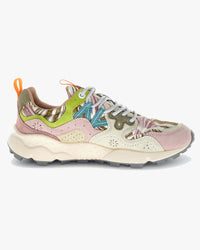 Flower Mountain Womens Yamano 3 Suede & Cotton Painted - Pink / White / Military