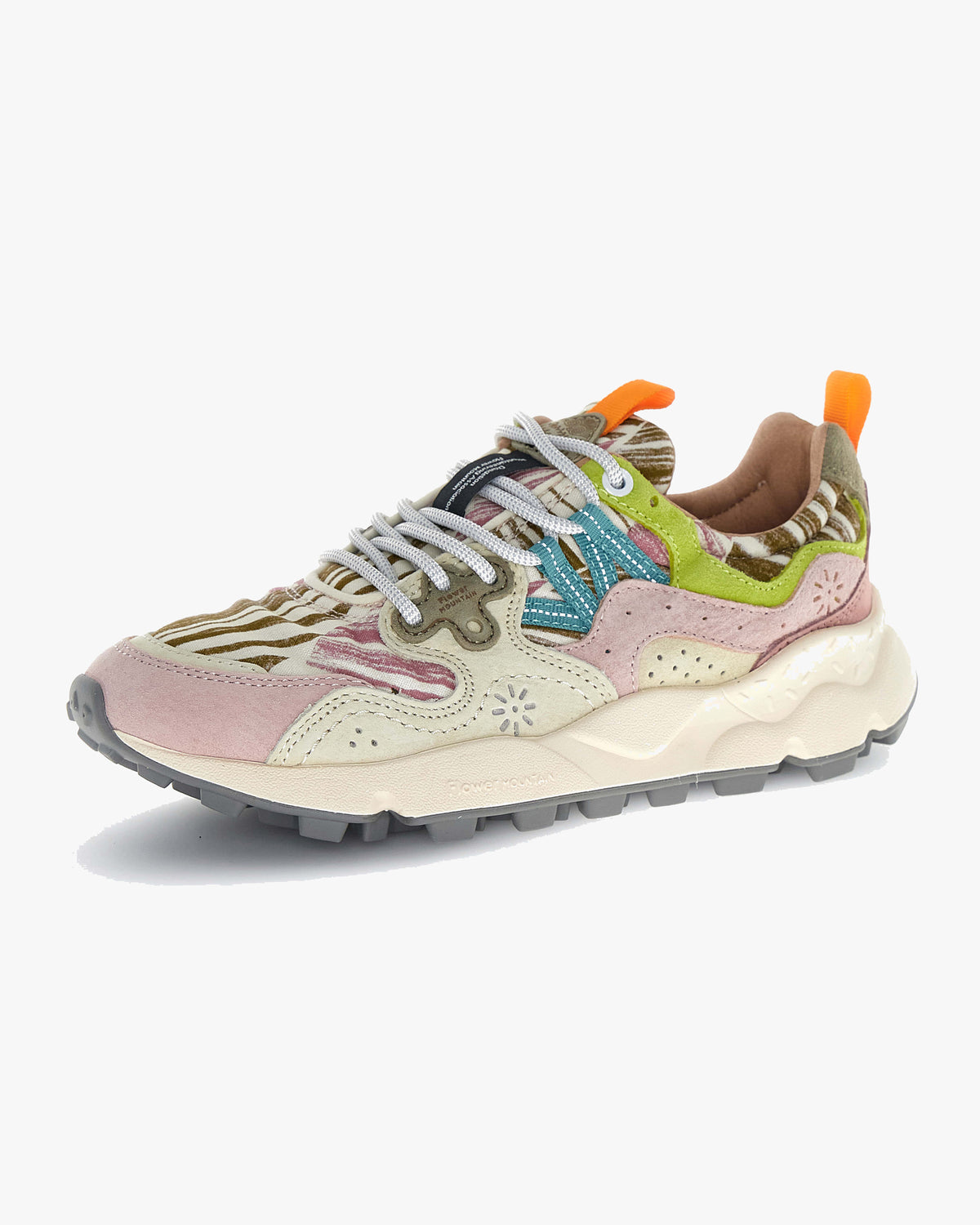 Flower Mountain Womens Yamano 3 Suede & Cotton Painted - Pink / White / Military