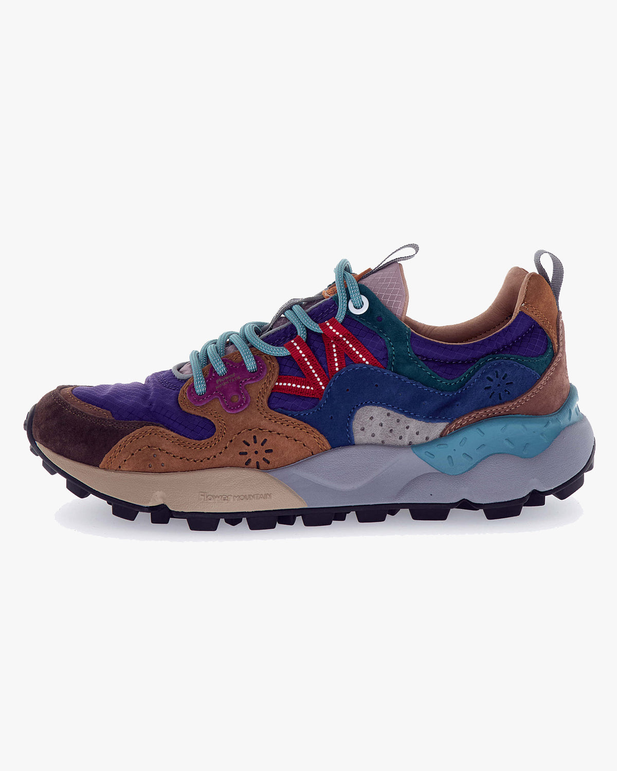Flower Mountain Yamano 3 Suede & Nylon Squared - Anthracite / Mud / Deep Blue | Flower Mountain Trainers | JEANSTORE