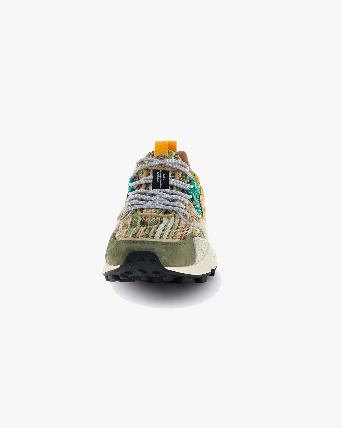 Flower Mountain Yamano 3 Suede & Cotton Striped - Military / Brown / Cream