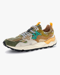Flower Mountain Yamano 3 Suede & Cotton Striped - Military / Brown / Cream