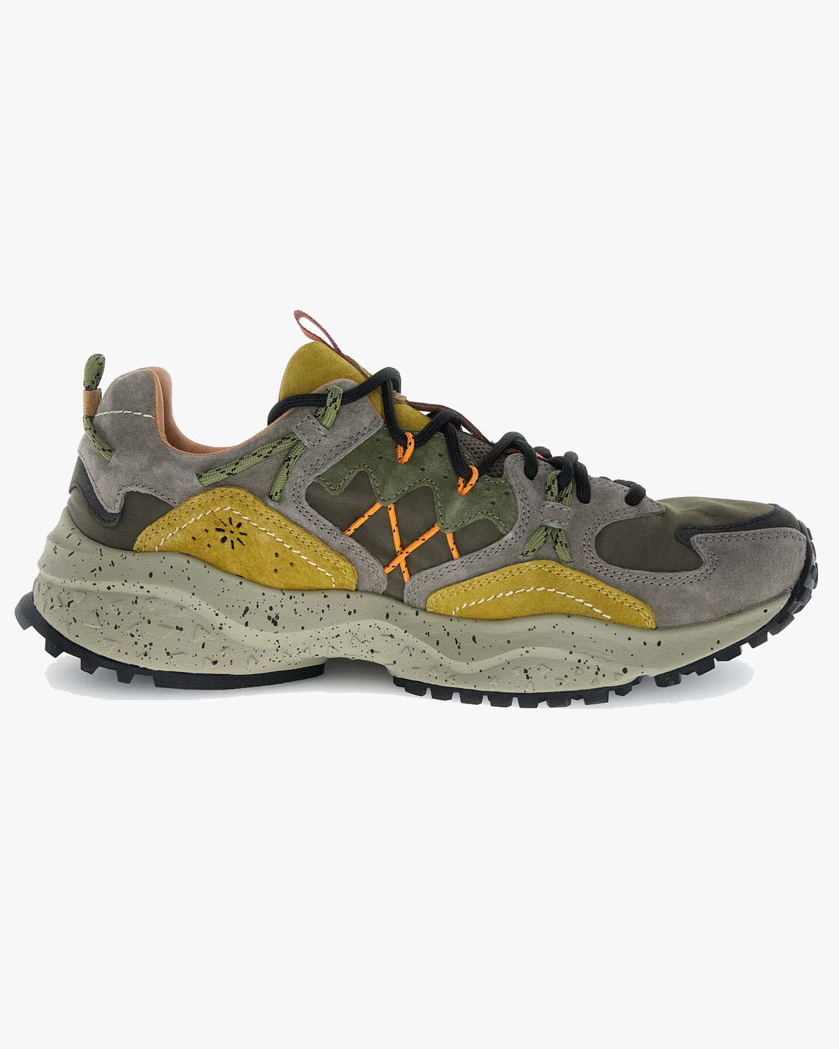 Flower Mountain Yamabushi Suede & Nylon Ripstop - Mud / Dark Brown / Acid