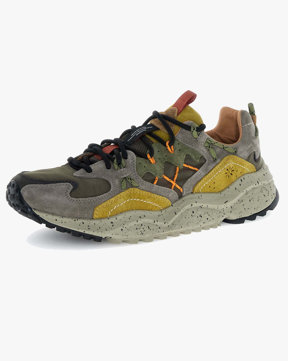 Flower Mountain Yamabushi Suede & Nylon Ripstop - Mud / Dark Brown / Acid