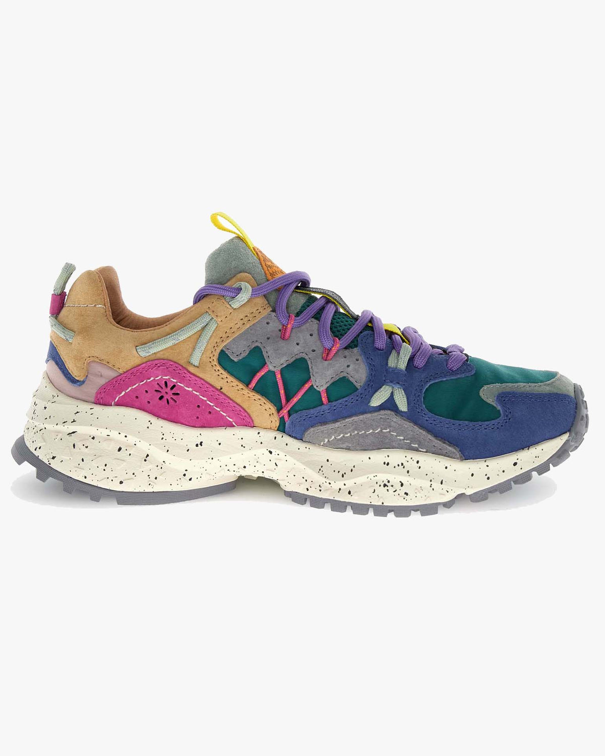 Flower Mountain Womens Yamabushi Suede & Nylon Ripstop - Anthracite / Green / Purple