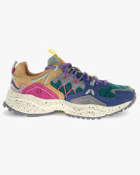 Flower Mountain Womens Yamabushi Suede & Nylon Ripstop - Anthracite / Green / Purple