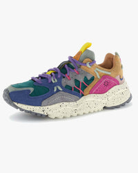 Flower Mountain Womens Yamabushi Suede & Nylon Ripstop - Anthracite / Green / Purple