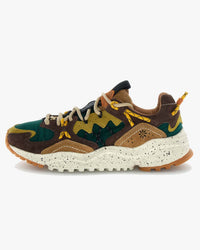 Flower Mountain Yamabushi Suede & Nylon Ripstop - Dark Brown / Green Bottle / Zucca | Flower Mountain Trainers | Jeanstore