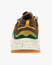 Flower Mountain Yamabushi Suede & Nylon Ripstop - Dark Brown / Green Bottle / Zucca | Flower Mountain Trainers | Jeanstore