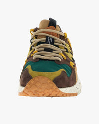 Flower Mountain Yamabushi Suede & Nylon Ripstop - Dark Brown / Green Bottle / Zucca | Flower Mountain Trainers | Jeanstore