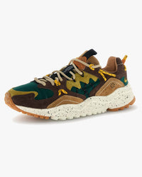 Flower Mountain Yamabushi Suede & Nylon Ripstop - Dark Brown / Green Bottle / Zucca | Flower Mountain Trainers | Jeanstore