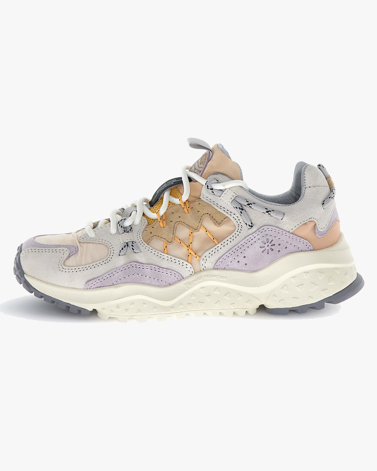 Flower Mountain Womens Yamabushi Suede & Nylon Ripstop - Off White / Pale Lilac