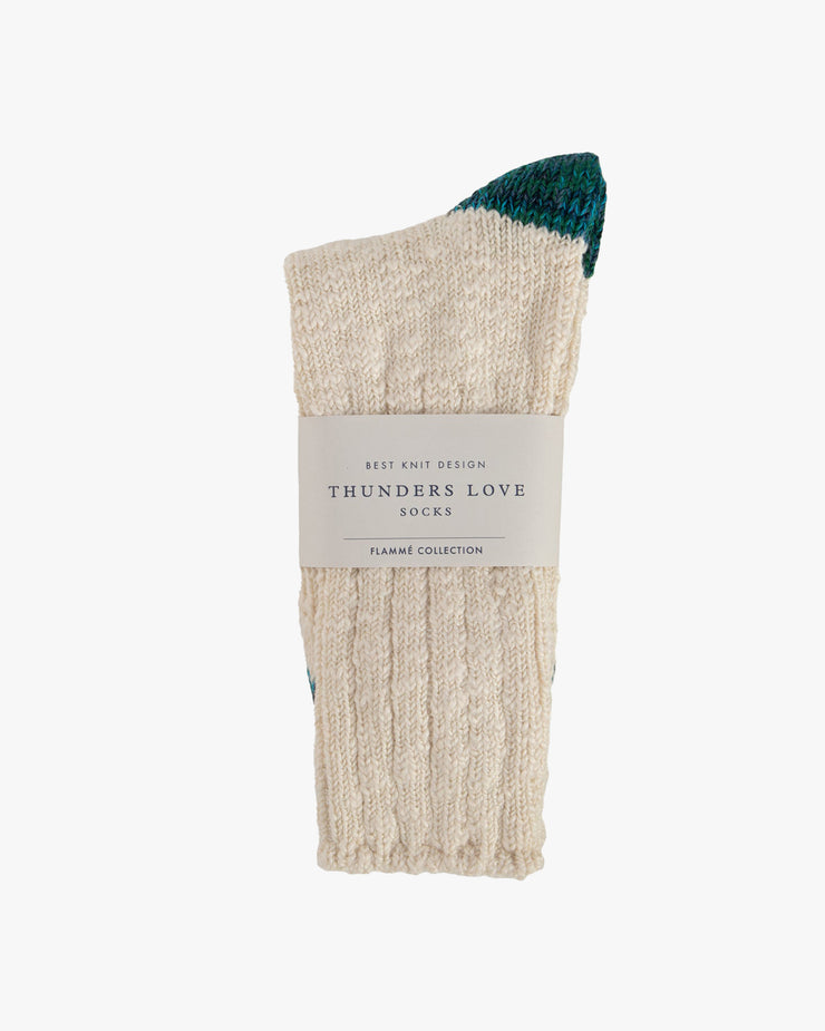 Thunders Love Flammé Collection Socks - Raw White / Turquoise